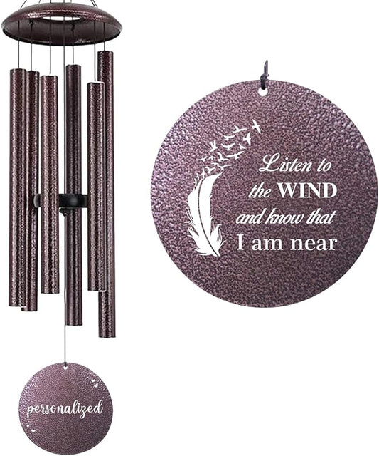 ASTARIN 36" Large Deep Tone Personalized Sympathy Wind Chimes, Memorial Wind Chime for Loss of Mother Father Loved One, Angel's Feather Bereavement Gifts Decor Outdoor Patio Garden(Produced in USA)-Ruum Studio Home
