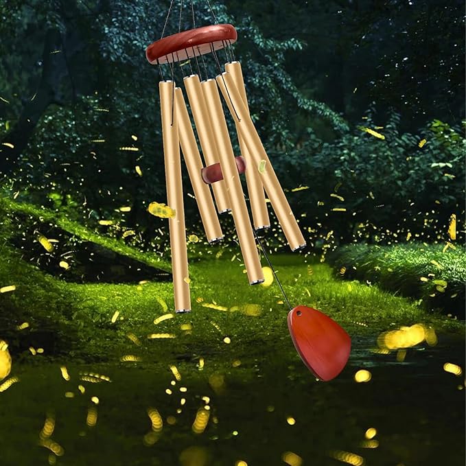 28" Wind Chime for Mothers Day, Decorative Wind Chimes for Outside, Memorial Windchimes Remembrance Gift for Women Mom Grandma, Metal Wind Chimes Outdoor Decor for Garden Patio Zen(Gold)-Ruum Studio Home