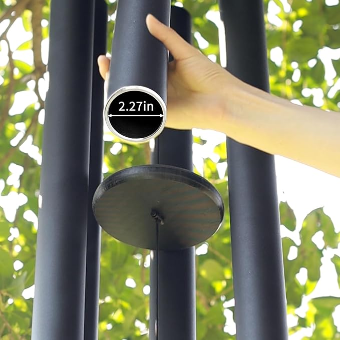 ASTARIN 65 in Wind Chimes for outisde - Extra Large Outdoor Handcrafted WindChimes,Deep Tone Metal Chimes for Garden Decor, Large Windchimes Deep Resonance, 2.27in Tubes Weather-Resistant, Black-Ruum Studio Home