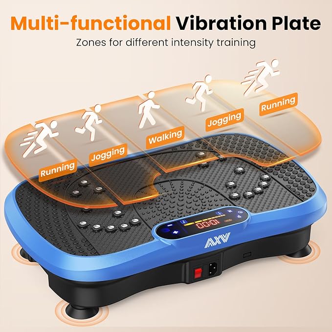 AXV Vibration Plate Fitness Platform Exercise Machine Vibrating Lymphatic Drainage Shaking Full Body Shaker Workout Vibrate Stand Shake Board Sport Gym for Weight Loss Fat Burner for Women Men-Ruum Studio Home