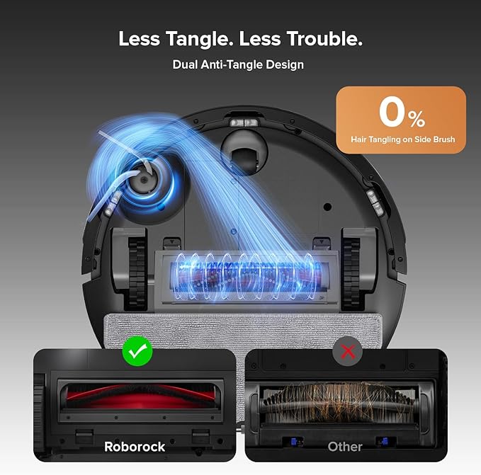 roborock Q10 S5+ Robot Vacuum and Mop with Self-Emptying, 10,000Pa Suction, Upgraded from Q8 max+, Obstacle Avoidance, Sonic Mopping, Dual Anti-Tangle Design, Auto Mop Lifting, Ideal for Pet Hair-Ruum Studio Home
