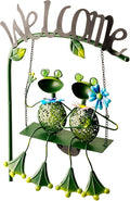 Frog Solar Light Garden Outdoor Decoration Swing Metal Stake Lamp with Welcome Sign Waterproof Patio Yard Decor Gifts-48 inch-Ruum Studio Home