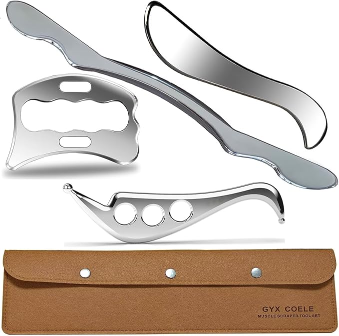 4 in 1 Professional Stainless Steel IASTM Tools Set, Muscle Scraping Massage Tools with Case, Physical Therapy and Myofascial Release-Ruum Studio Home