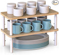Cabinet Organizer Shelf, Spice Rack Set of 2 Kitchen Pantry Cupboard Shelves, Stackable, Height Adjustable, Natural Bamboo (15.6" W)-Ruum Studio Home