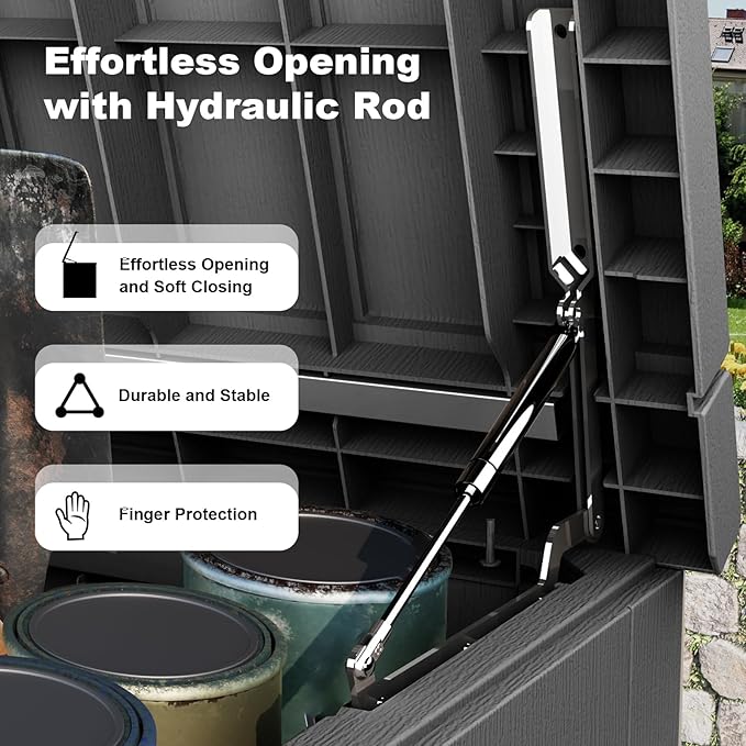 230 Gallon Outdoor Deck Box,Storage Lockable Waterproof Patio Furniture,Garden Tools,Cushions,Pool Accessories Outside Storage Resin Box(Black)-Ruum Studio Home