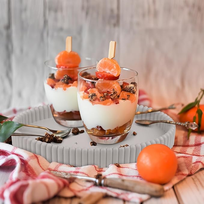 11.8in Decorative Tray for Coffee Table Decor- Modern Oval Concrete Tray for Home Decor- Minimalist Handcrafted Centerpieces Tray for Living Room, Kitchen Dining Table, Entryway (Gray)-Ruum Studio Home