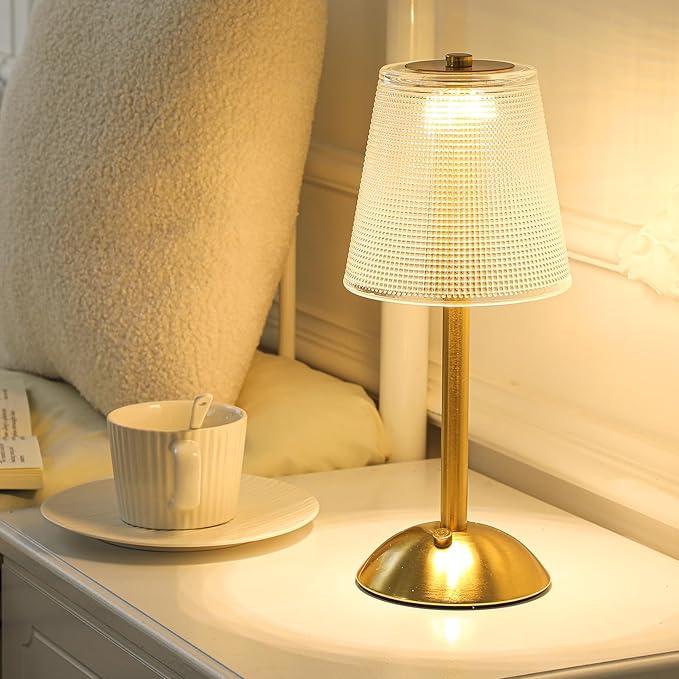 Liliful 2 Pcs LED Portable Cordless Table Lamp Touch Battery Operated Rechargeable Desk Lamp 3 Color Dimmable for Bedroom Living Room Dining (Retro Style,Gold)-Ruum Studio Home
