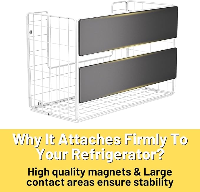 Magnetic Shelf for Fridge, Fruit Potato & Onion Storage Bins, Pantry Organizers & Storage, Large Container Magnetic Basket for Refrigerator, Kitchen Counter,Cabinet Magnetic Fridge Organizer White (2)-Ruum Studio Home
