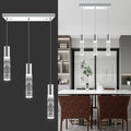OKELI 3-Light Dimmable LED Pendant Lighting for Kitchen Island, 18W 1350LM Modern Crystal Bubble Island Light Fixture, 6000K Cool White, Adjustable Electro-Chrome Fixture, Easy Install, Square-Ruum Studio Home