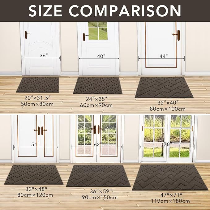 hicorfe Front Door Mat Outside Entrance,32"x40" Absorbent Muddy Dirt Resist Welcome Door Mats Outdoor Indoor,Stain and Fade Resistant,Non Slip Backing Entry Mat Doormat for Entryway(Latte)-Ruum Studio Home