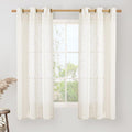 LAMIT Linen Semi Sheer Curtains 63 Inch Length, Light Filtering Neutral Window Bedroom Curtains Farmhouse Boho Bronze Grommet Drapes for Kitchen/Living Room, Cream, 2 Panels, 34 x 63 Inch-Ruum Studio Home