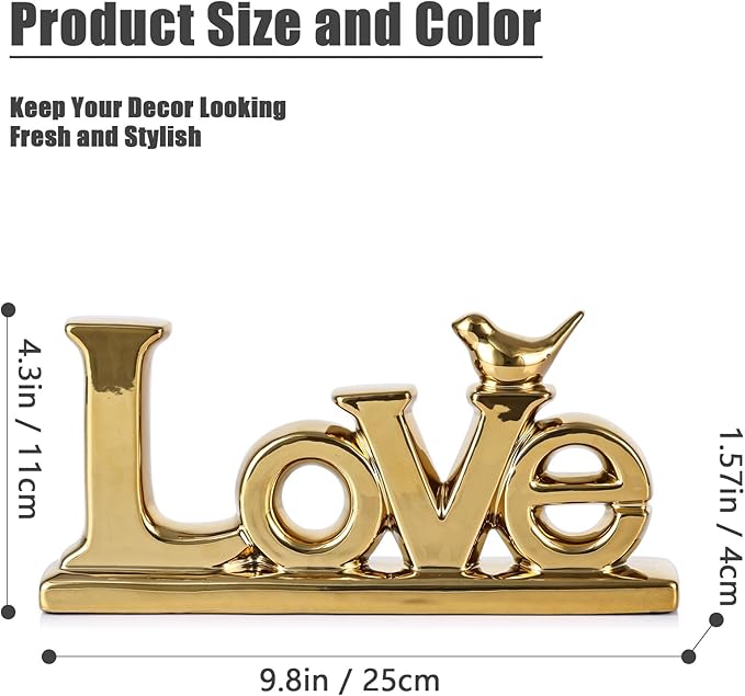 Love Sign Decoration - Gold Bird Sculpture Personalized Love Decor for Home, Living Room, Bedroom, Desktop & Cabinets-Ruum Studio Home