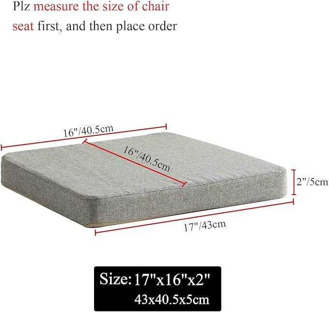 Chair Cushion for Dining Chairs with Ties Non Slip Memory Foam Kitchen Room Chair Pads for Outdoor Patio Furniture 4 Pack, Khaki-Ruum Studio Home