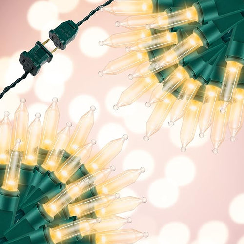 100LIGHTS WARM WHITE Extra-Bright With End Connectors Christmas Decorative Lights 5.98m UL Certified Mini String Light Set Waterproof for Home Garden Holiday Christmas Tree Party Patio Wedding-Ruum Studio Home