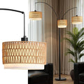 Rattan Floor Lamp for Living Room, 80 Inch Tall Boho Floor Lamp with Rotary Switch, 3 Lights Arc Lamp with Wicker Shade for Coastal,Bohemian,Tree Farmhouse Standing Lamp-Ruum Studio Home