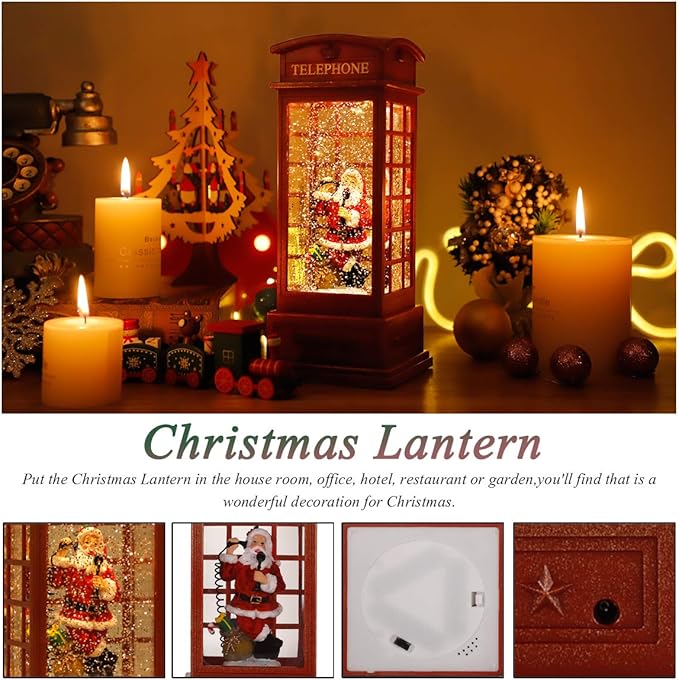 House & Garden Decoration,Christmas Lantern with 8 Pieces of Music,Sparkling Crystal Keep Circling Around The Snowman Families Music Box as a (Old Man)-Ruum Studio Home