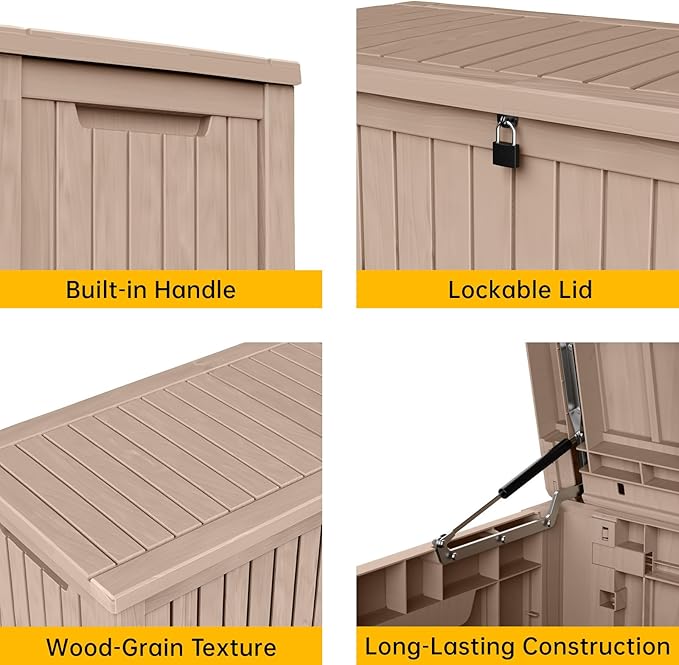 DRATO 180 Gallon Deck Box, Waterproof Resin Large Outdoor Storgae Box for Patio Furniture, Patio Cushions, Gardening Tools, Pool and Sports Supplies, Lockable-Ruum Studio Home