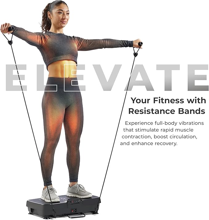 Sunny Health & Fitness Vibration Plate Exercise Machine, Full Body Vibrate Platform for Lymphatic Drainage with Multiple Speeds and Modes, Vibrating Plate Machine for Tension Relief & Weight Loss-Ruum Studio Home
