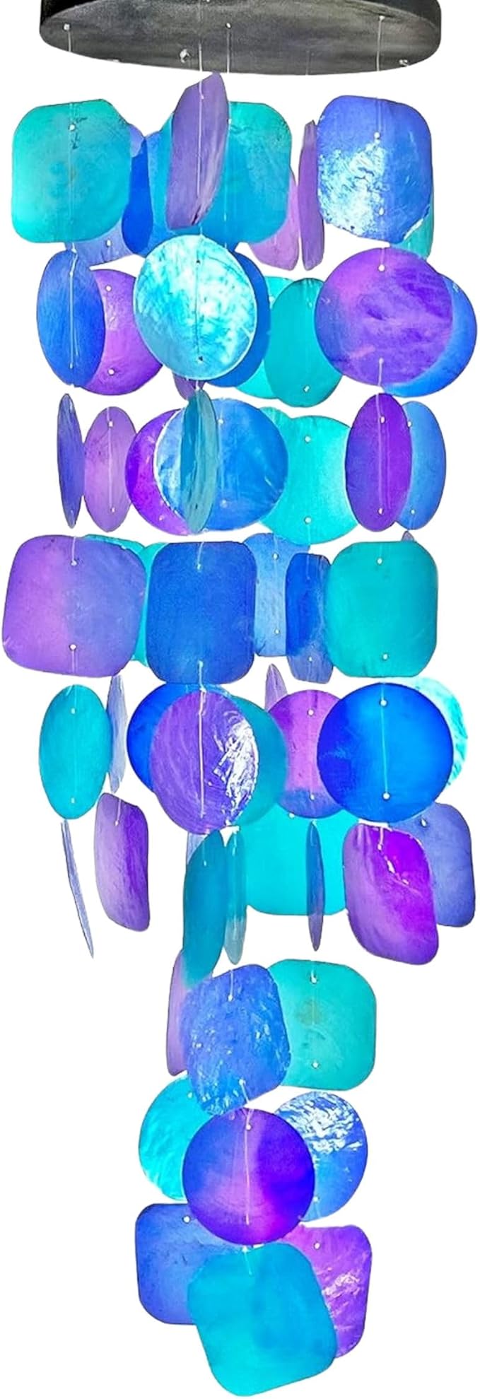 Bellaa 20414 Wind Chimes Outdoor, Garden Decorations, Musical, Indoor/Outside Windchimes, Beach, Ocean Breeze, Gifts for Mom, Gift for All Occasions, Capiz Sea Glass Shells Wood Purple 27 inch-Ruum Studio Home
