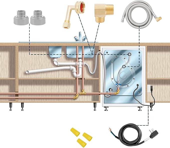 Roastove Universal Dishwasher Installation Kit,6 Ft Stainless Steel Dishwasher Hose,Burst Proof Water Supply Line with 3/8" Compression Connections-Ruum Studio Home