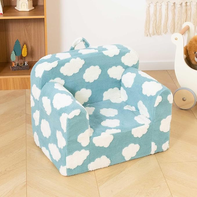 ALIMORDEN Kids Ultra-Soft Snuggle Foam Filled Chair, Toddler Cuddly Reading Couch, Blue-Ruum Studio Home