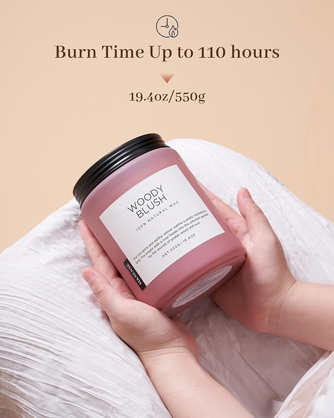 M&SENSE Rose Oud Wood Soy Candles 2 Wick, Large Scented Candles 19.4oz 110 Hour Long Lasting Burn Non Toxic Natural Luxury Aromatherapy Gifts for Women & Relaxing Spa Yoga-Ruum Studio Home