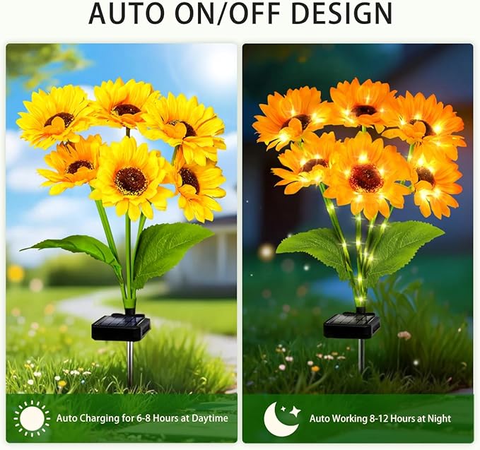Solar Sunflower Lights 6 Pack with 36 Sunflower Solar Lights Outdoor Garden Decor Birthday Gift for Mom Women Grandma,Waterproof Solar Flower Garden Stake Lights for Yard Landscape Patio Lawn Pathway-Ruum Studio Home