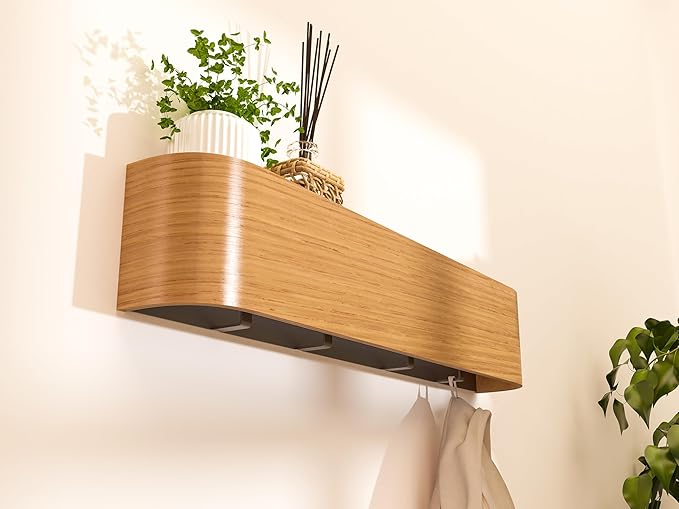 OLEEK Wall Coat Rack - Wall Shelf with Hooks - entryway Hooks - entryway Shelf - Modern Coat Rack - Wooden Coat Rack Wall Mount for Home Decor - Wooden Mount for Home Decor - Coat Hanger Wall Mount-Ruum Studio Home