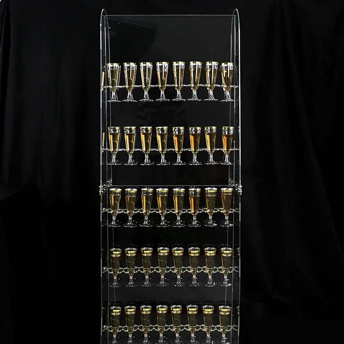 Tableclothsfactory 5ft Clear Acrylic 5-Tier Wine Glass Stemware Rack, Champagne Flute Holder Wall Stand-Ruum Studio Home