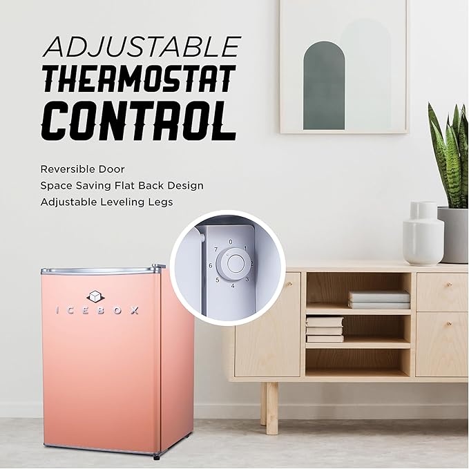 IBCR25BLS Compact, Energy Star Certified Small, Single Door Mini Fridge with Freezer Refrigerator, Large (2.5 cu ft), Blush Red-Ruum Studio Home