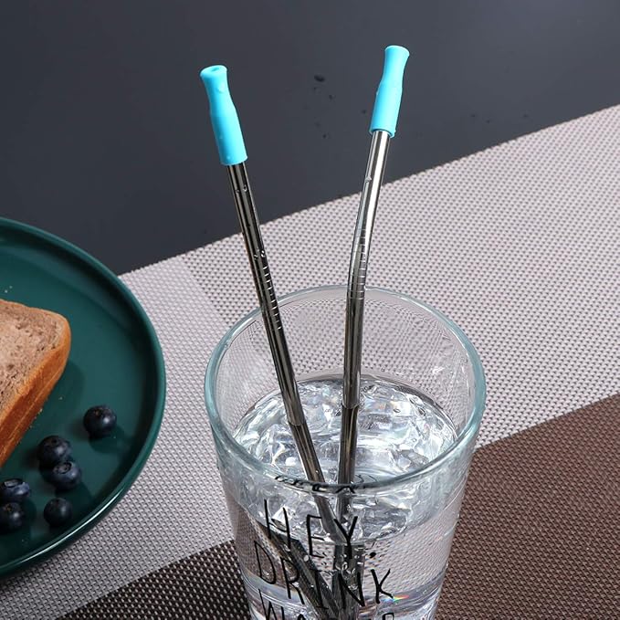 Travel Utensils Set with Case Reusable Portable Cutlery Set Stainless Steel 8pcs Including Dinner Knife Fork Spoon Chopsticks Straws(Silver)-Ruum Studio Home