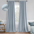 MIULEE 100% Blackout Curtains 96 Inch Long 2 Panels Set for Bedroom, Thick Faux Linen Black Out Curtain Room Darkening Back Tab Pleat Window Textured Drapes with Hooks for Living Room, Chambray Blue-Ruum Studio Home