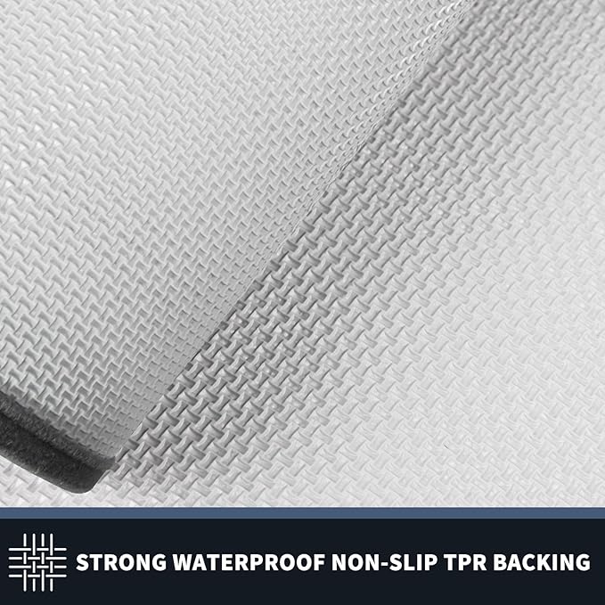 PURRUGS Dirt Trapping Door Mat 20" x 32", Non-Slip/Skid Machine Washable Entryway Rug, Shoes Scraper, Area Rug, Super Absorbent Welcome Mat for Muddy Wet Shoes and Paws, Light Grey & Dark Grey-Ruum Studio Home