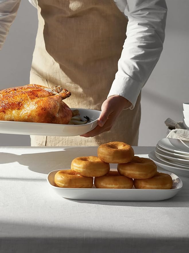 DOWAN Serving Platters and Trays for Wedding Decor, 16"/14"/12" Serving Dishes for Entertaining, White Porcelain Plates Set of 3-Ruum Studio Home