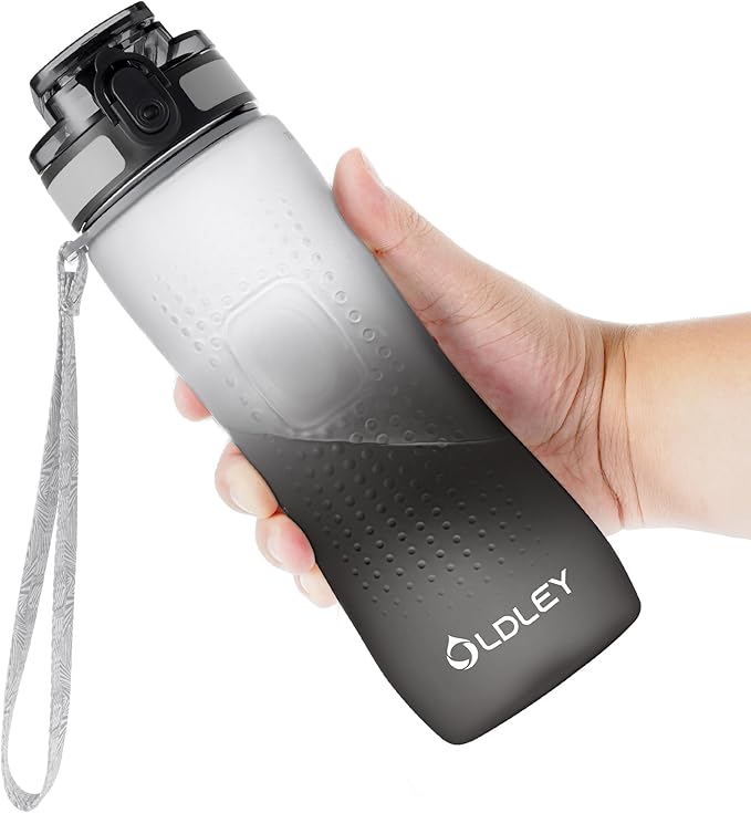 OLDLEY 25 oz Water Bottle, Motivational Water Bottle with Time Marker, Sports Water Bottle With Strap, Leakproof & BPA Free Large Water Bottles for School, Gym, Travel, Outdoor, Tritan,White&Black-Ruum Studio Home