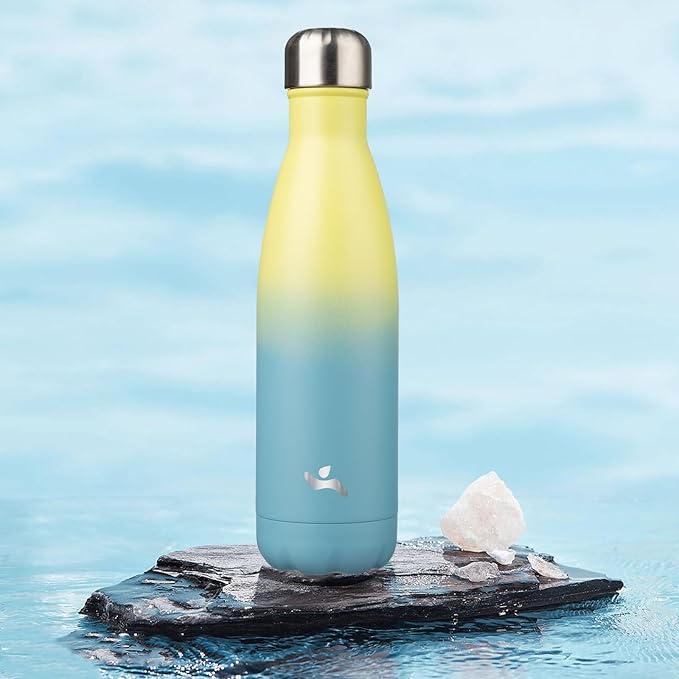 Insulated Water Bottles,17 oz Double Wall Stainless Steel Vacumm Metal Flask for Sports Travel,Sandy Beach-Ruum Studio Home