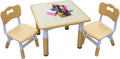 Kids Table and 2 Chairs Set with Graffiti Desktop, Toddler Furniture Set, Non-Slip Table Children Study Desk, Dining Table, Height Adjustable Desk, Painting Desktop for Kids (23.6x23.6Inch)-Ruum Studio Home