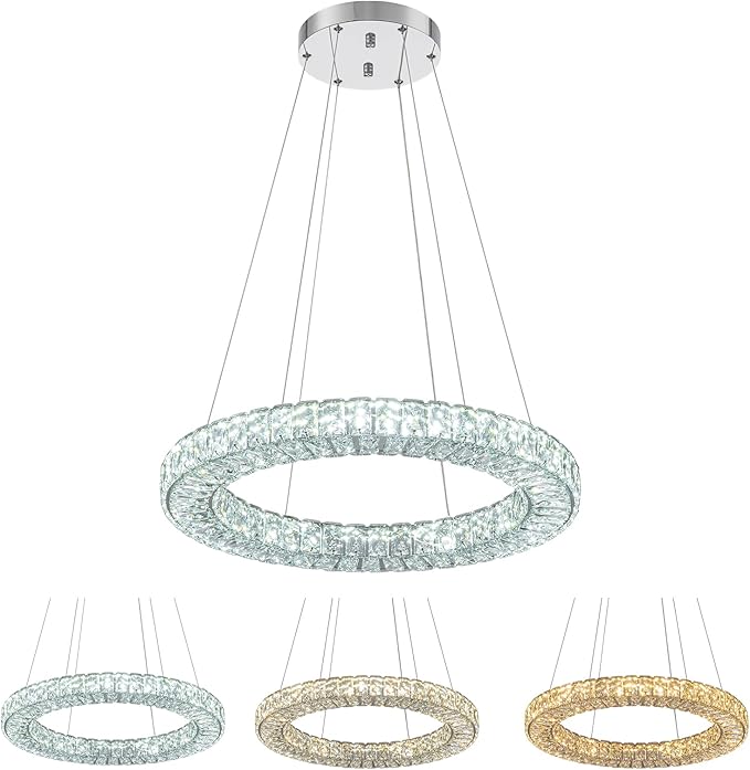 22" Chandelier Crystal Chandeliers Ceiling Light Fixture with Remote Control Flush Mount Ceiling Lights for Living Room Dining Room Bedroom(dimmable)-Ruum Studio Home