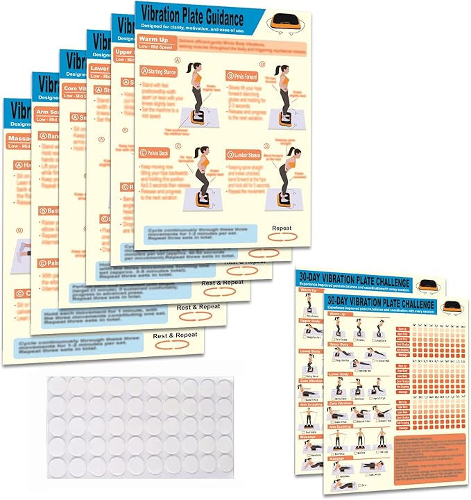 Whole Body Vibration Plate Exercise Poster Set - 6 Workout Guides & 2 Customizable 30-Day Plans for Home & Gym Use-Ruum Studio Home