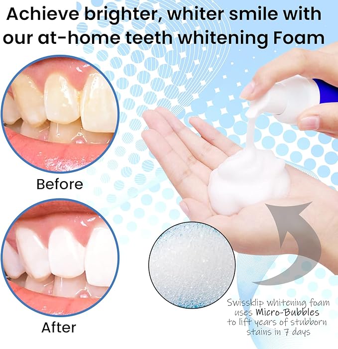 Swissklip Teeth Whitening Foam | Mint Flavor Whitening Toothpaste | Teeth Whitener I Professional Teeth Whitening Kit | 100% Vegan - Made in USA - 1.69 oz - Pack 1-Ruum Studio Home