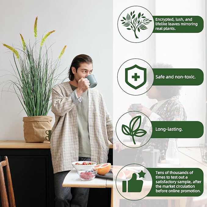 Green Onions Fake Plants,Artificial Plants Indoor, Fake Grass Decor Green Plant Fake Outdoor Flowers Fake Succulents,Artificial Tall Grass Plants with Pots House Decorative(36“ 1 Pack)-Ruum Studio Home