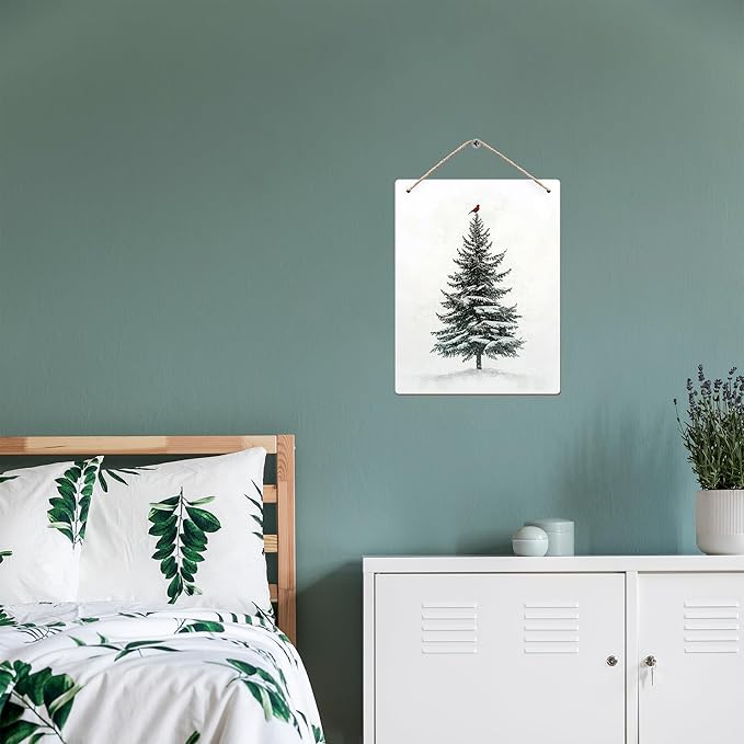 DUXMNAMG Christmas Winter Tree Bird Hanging Wooden Signs 10x8, Christmas Wall Decor, Vintage Home Room Office Hanging Wall Decor-Ruum Studio Home