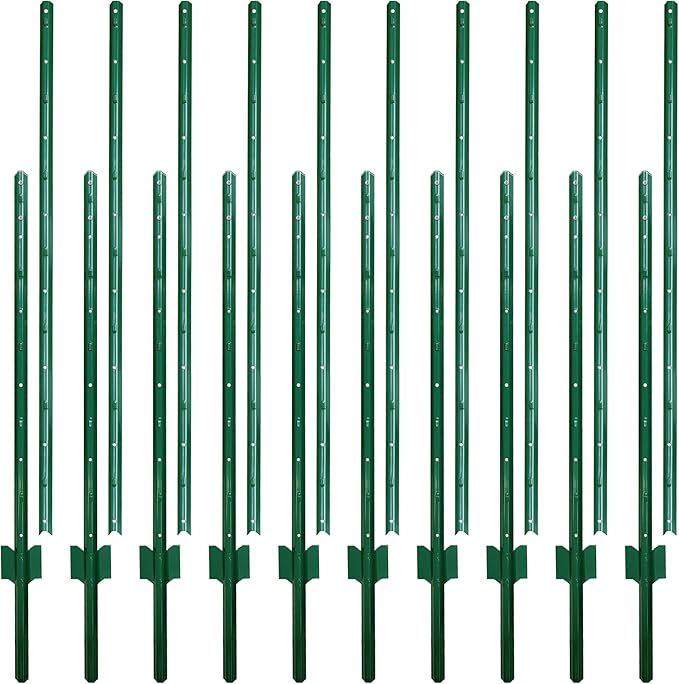 ARIFARO Sturdy Duty Metal Fence Posts 7 Feet assemblable,Pack of 10, No Digging Garden U Post for Wire Fencing Steel Poles for Yard, Outdoor-Ruum Studio Home