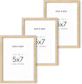 HAUS AND HUES Beige Wood Picture Frames 5x7 - Set of 3 for Gallery Wall, Collage Wall Decor, Photo Frames (Beige Oak)-Ruum Studio Home