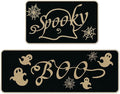 Halloween Kitchen Mat Set of 2, Spooky Spider Web Ghosts Boo Halloween Decor, Halloween Rug for Floor, Indoor Home Decor with Non-Slip Backing,17 x 29 Inch & 17 x 47 Inch-Ruum Studio Home