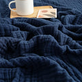 EMME Cotton Throw Blanket for Couch Soft Muslin Blankets 50"x60" Lightweight Breathable Blanket All Season Gauze, Navy-Ruum Studio Home