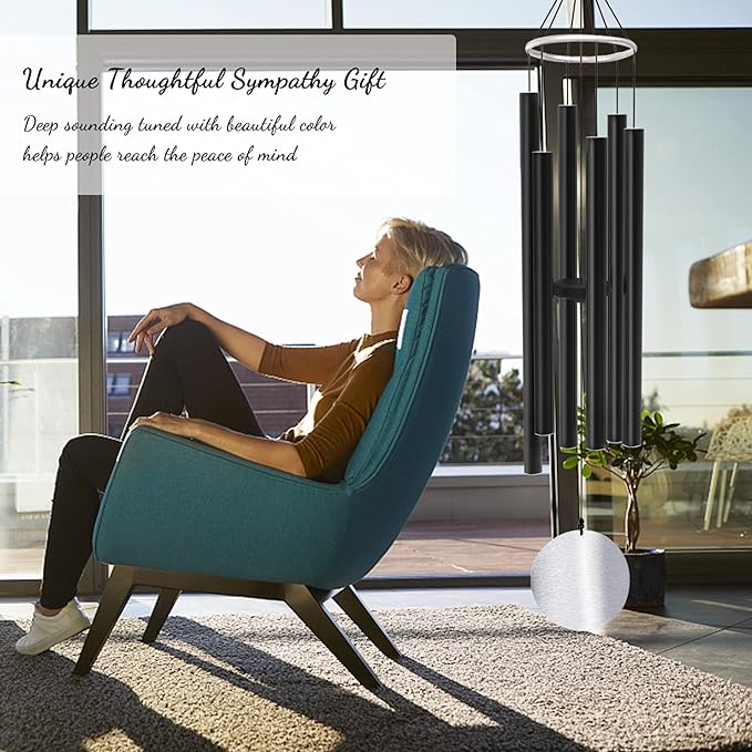 ASTARIN Wind Chimes Outdoor Large Deep Tone,36 Inch Large Chimes for Outside Tuned Relaxing Soothing Low Bass,Memorial Windchimes Sympathy for Mom Dad,Black-Ruum Studio Home