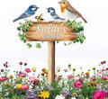 Personalized Colorful Bird Metal Sign with Stake,Custom Gardener Last Name Signs Outdoor Decorate,Customized Garden Accessories Decor for Mother,Birds on the Branch Plaques for Patio Lawn Porch Yard-Ruum Studio Home