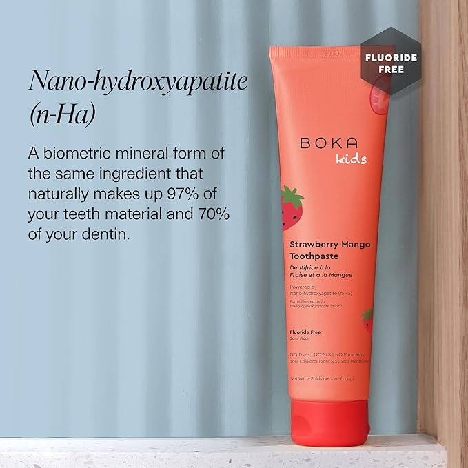 Boka Fluoride Free Toothpaste Nano Hydroxyapatite Toothpaste - Strawberry Mango Flavor, 4 oz 3Pk US Manufactured-Ruum Studio Home
