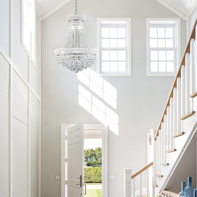 10 - Light Unique Empire Crystal Chandelier for Dining Room Foyer Entryway Living Room Bedroom Chrome Finish-Ruum Studio Home